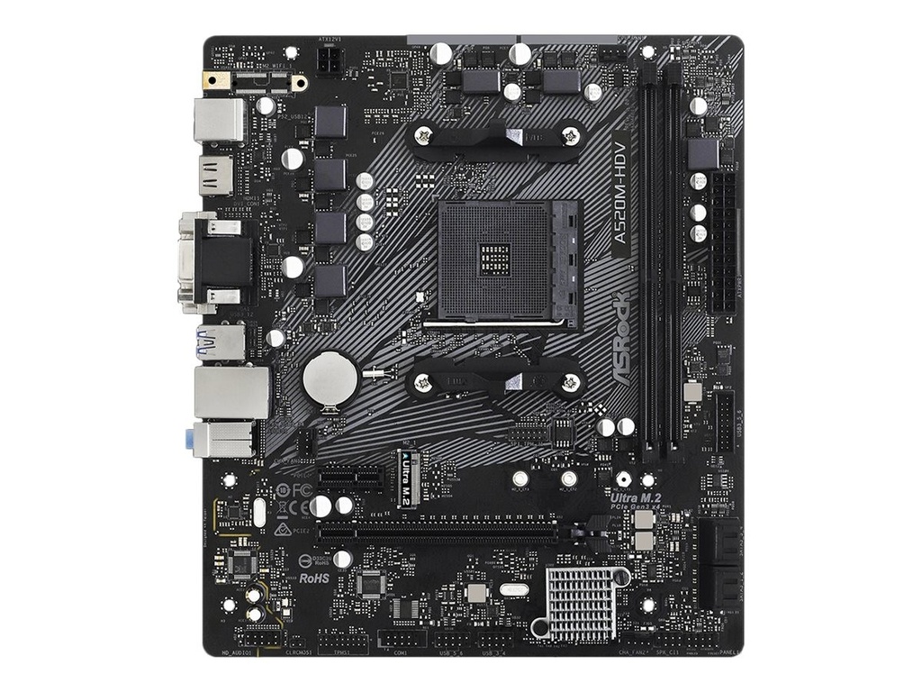 [MBOASRA520M-HDV] MBO ASROCK A520M-HDV AMD AM4 HDMI DVI-D 2XDDR4 12USB 4SATA3 PCIE3.0x16 M.2 mATX