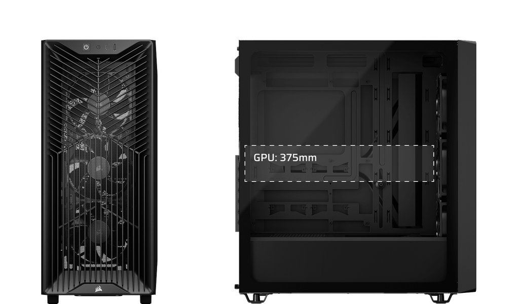 CASE CORSAIR ATX 3200D RS TEMPERED GLAS MID-TOWER USB3.2 USB2.0 SUP-8VENT. BLACK