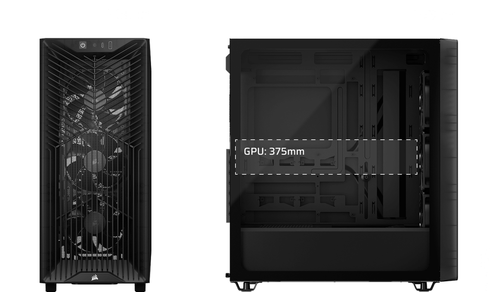 CASE CORSAIR ATX 3200D RS TEMPERED GLAS MID-TOWER USB3.2 USB2.0 SUP-8VENT. BLACK