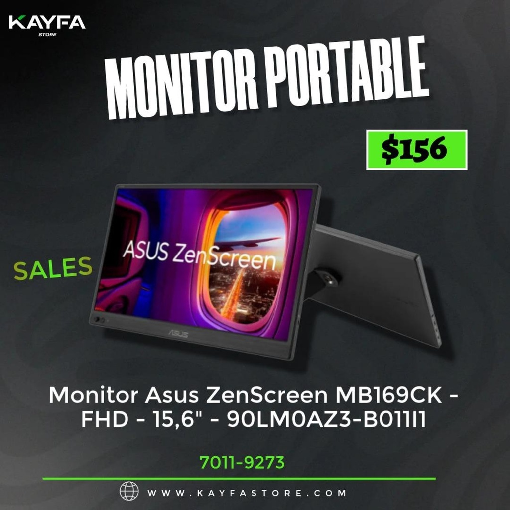 [MONASUMB169CK] MONITOR ASUS ZenScreen 15.6Inch IPS MB169CK FULL-HD HDMI 2USB-C Soporte-360 Black