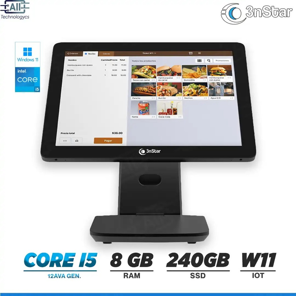 COMPUTADOR 3NSTAR/AIO POS P4 N95 – 8GB RAM – 240GB SSD – WIFI-BT FREE DOS