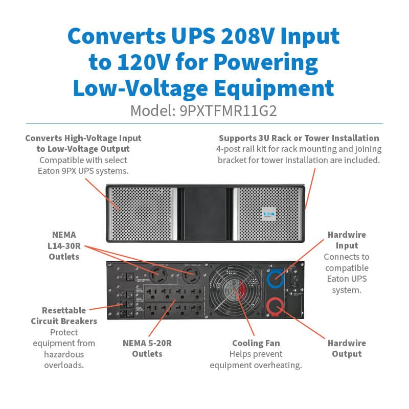 TRANSFORMADOR EATON TRIPP LITE 9PXTFMR11 RACK/TOWER PARA UPS 11KVA 9PX11KG2 1Y NO SE VENDE SOLO