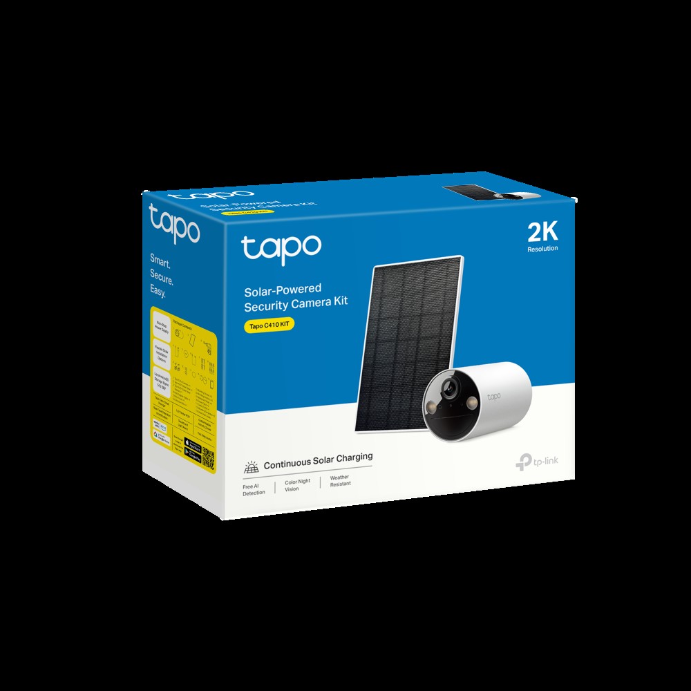 CAMARA TPLINK/TAPO C410 KIT/2K/ INC. PANEL SOLAR/MICRO SD HASTA 512GB/WIFI/INALAMBRICA/STARLIGHT