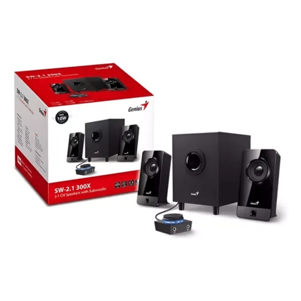 PARLANTE GENIUS SW-G2.1 300X / POTENCIA 10W RMS / SUBWOOFER 3.5W / SATELITES 3.25W X 2 /