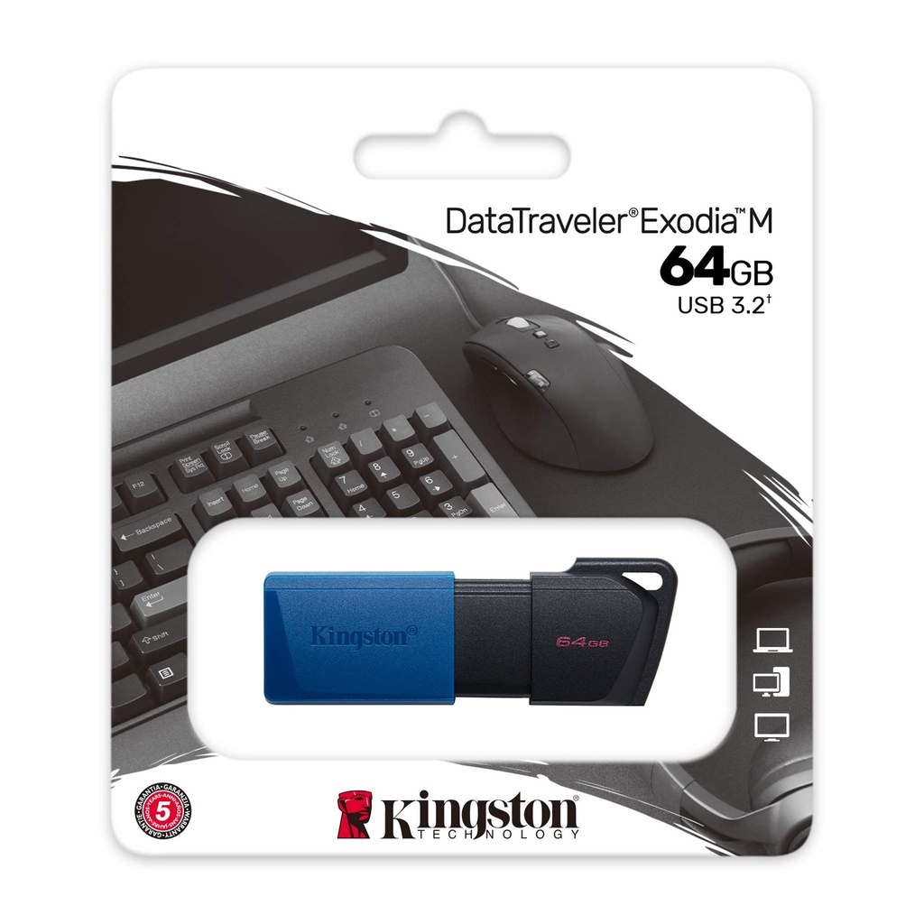FLASH MEMORY KINGSTON DATA TRAVELER EXODIA M 64GB USB 3.2 BLACK-BLUE