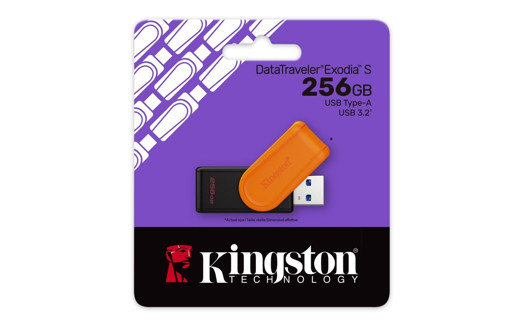 [FMEKINDTXS256GK] FLASH MEMORY KINGSTON 256GB DATA TRAVELER EXODIA S USB 3.2 BLACK-ORANGE