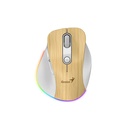 MOUSE GENIUS/WIRELLES MINI ERGO 9000S PRO PINE WOOD RECARGABLE DUAL BT Y 2 4GHZ RGB DPI 800 A 2