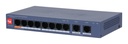 DAHUA Switch PoE de 10 Puertos / 60Watts Totales/ 1 Pto Hasta 60W/ 2 P