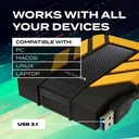 DISCO DURO EXTERNO ADATA 1TB HD710 USB 3.0 ANTISHOCK WATERRESIST AMARILLO