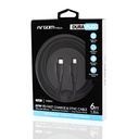 CABLE ARGOM DE SILICONA TYPE C TO TYPE C 65W 1.8MTS DURA FLEX BLACK