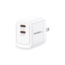 WALL CHARGER DUAL ARGOM 40W CARGA RAPIDA 2 CONT. TYPE-C BLANCO